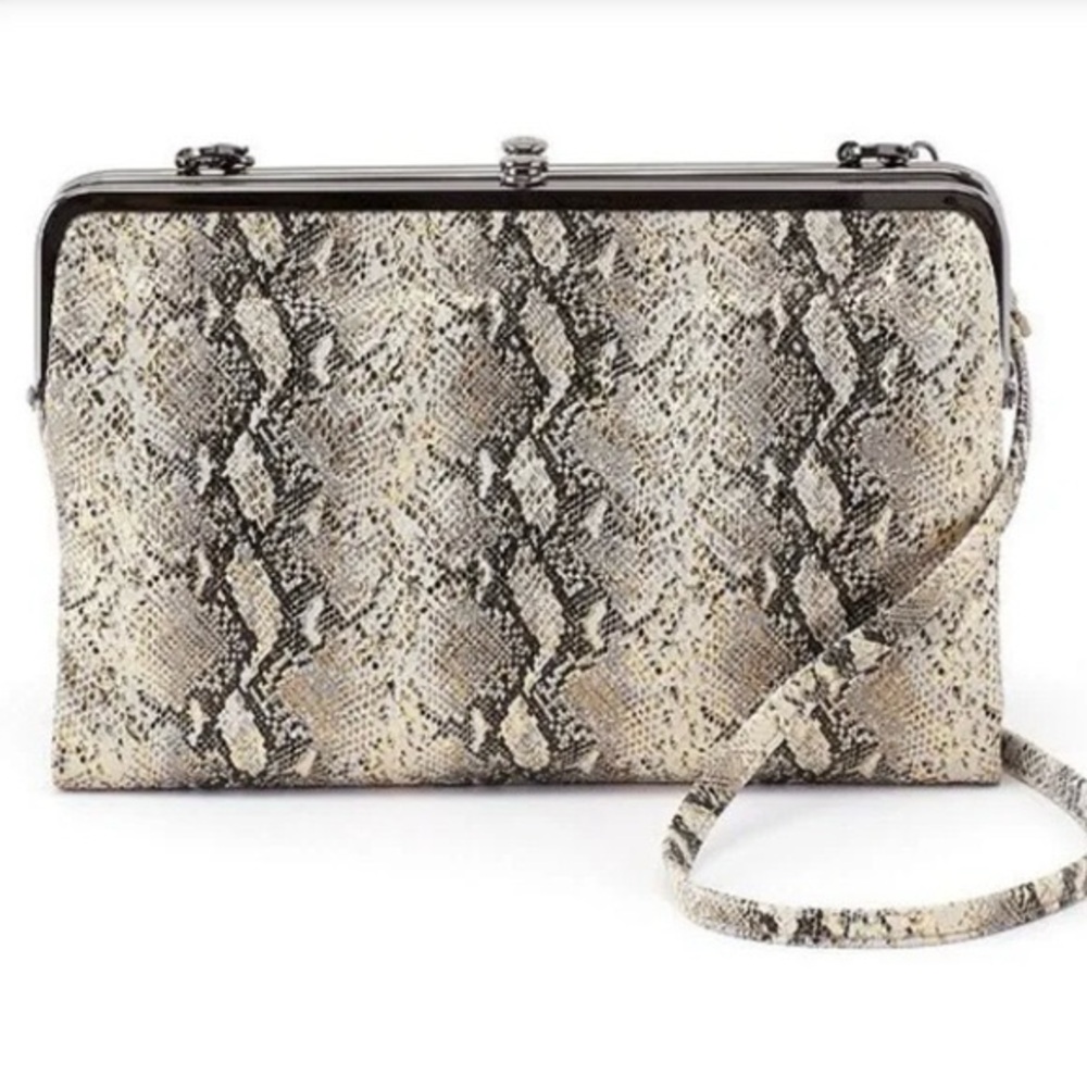 HOBO Leanne Snake Embossed Crossbody Bag Glam Leather
